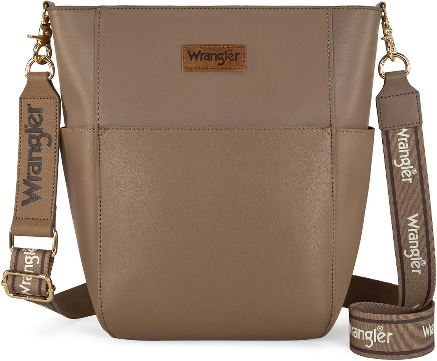 Wrangler MEDIUM Crossbody Bag for Women Vegan Leather Bucket Handbags with Guitar Strap