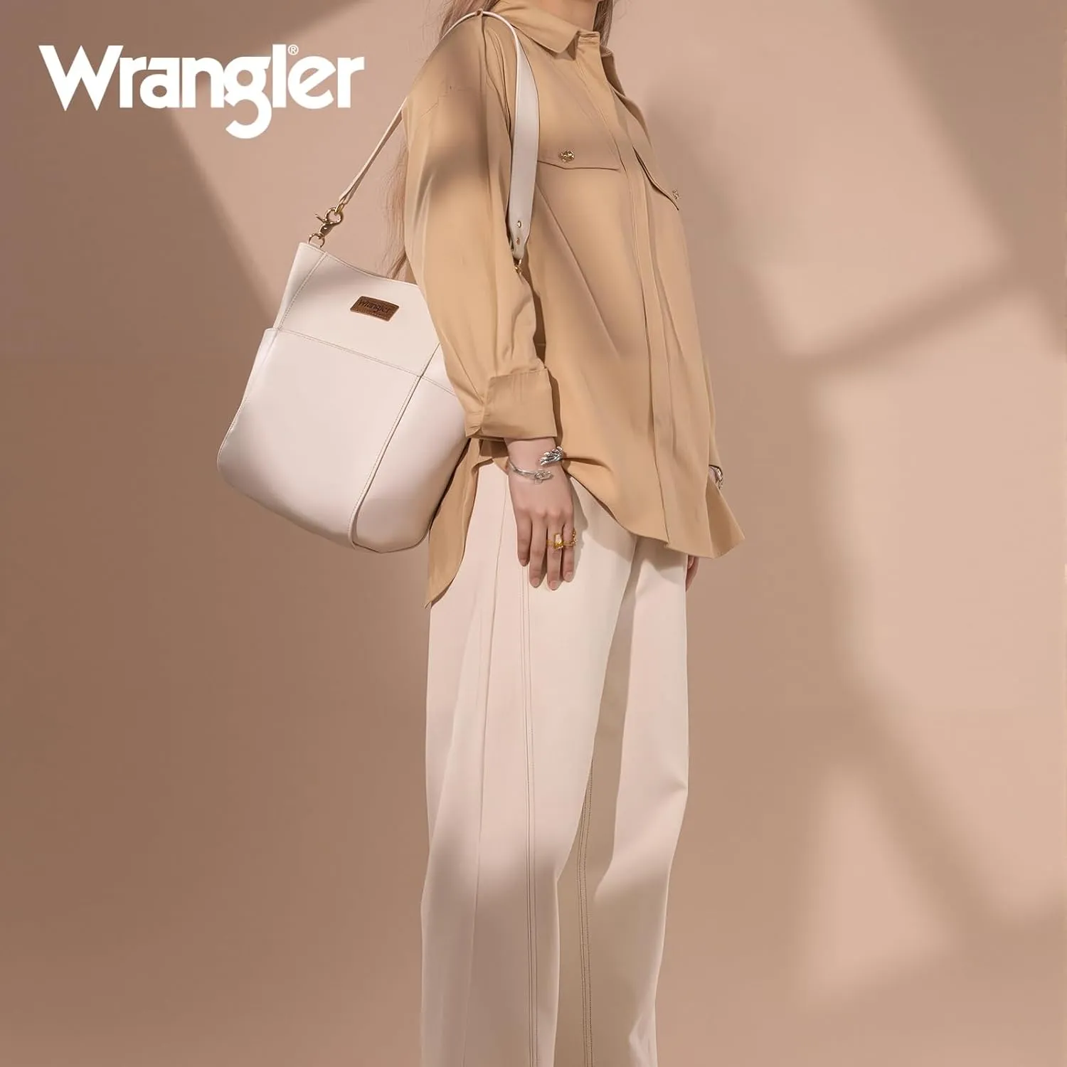 Wrangler MEDIUM Crossbody Bag for Women Vegan Leather Bucket Handbags with Guitar Strap