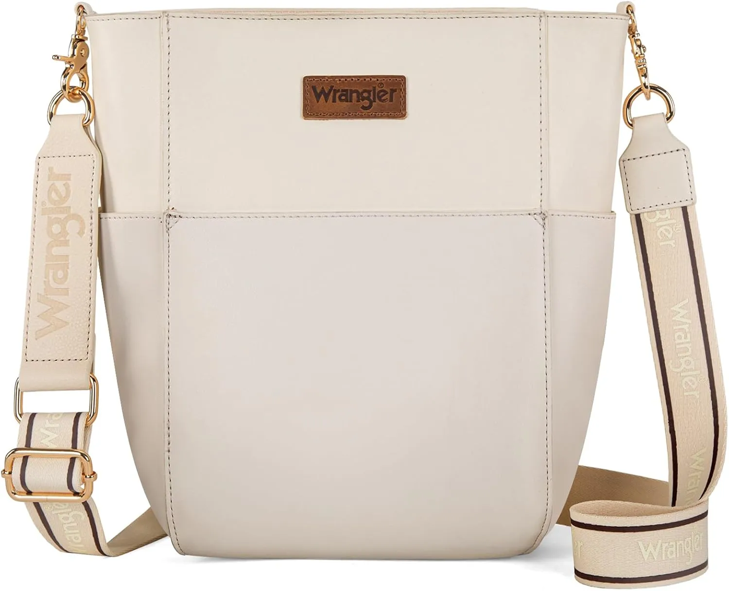 Wrangler MEDIUM Crossbody Bag for Women Vegan Leather Bucket Handbags with Guitar Strap