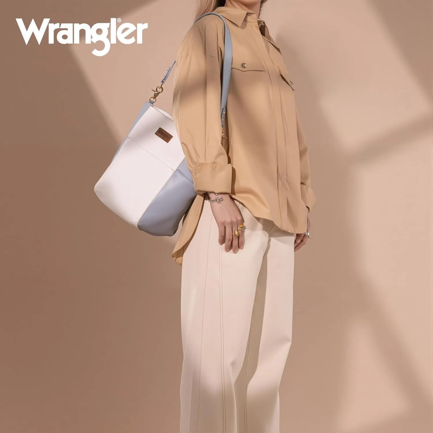 Wrangler MEDIUM Crossbody Bag for Women Vegan Leather Bucket Handbags with Guitar Strap
