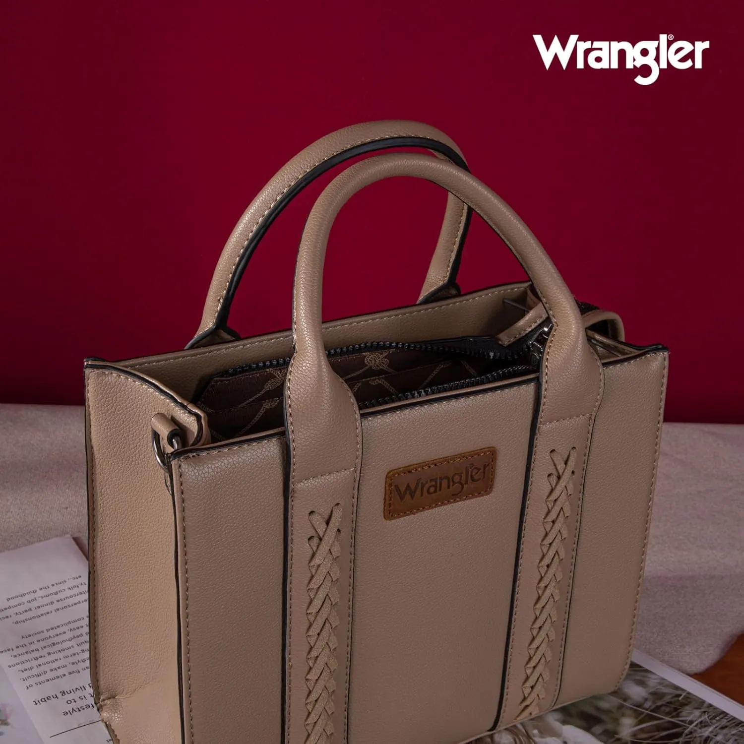 Wrangler Medium Tote Bag for Women Designer Satchel Handbags Top-handle Purses with Strap