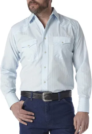 Wrangler Men's Logo Long Sleeve Western Snap Plaid Shirt