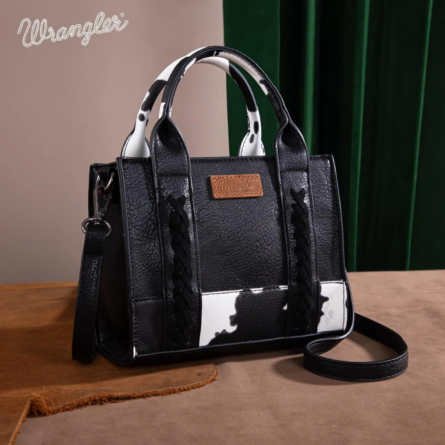 Wrangler Mini Tote Bag for Women Cow Print Western Crossbody Purse