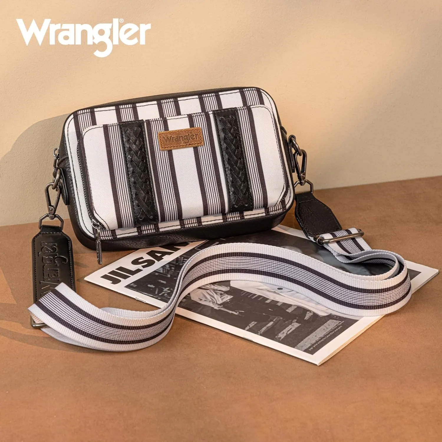 Wrangler Stripe Crossbody Bag for Women Western Cowgirl Crossbody Purses with Guitar Strap