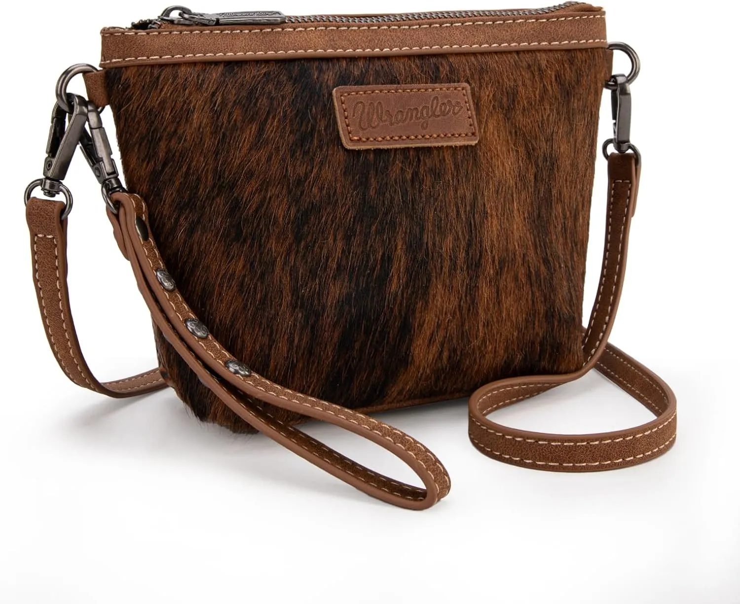 Wrangler Western Horsehair Wristlet Clutch Purse Vintage Hair-On Cowhide Crossbody Bag for Women