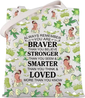 WSNANG Princess Tote Bag Frog Lover Shoulder Bag Frog Movie Princess Fans Gift Princess Birthday Gift for Daughter