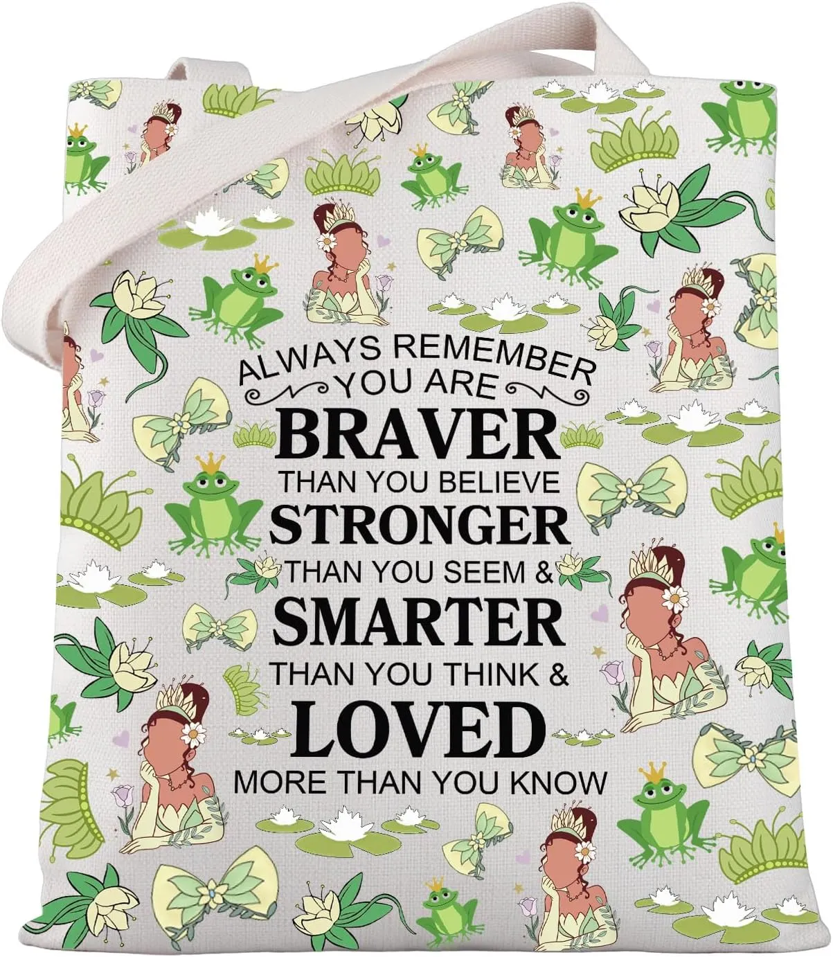 WSNANG Princess Tote Bag Frog Lover Shoulder Bag Frog Movie Princess Fans Gift Princess Birthday Gift for Daughter