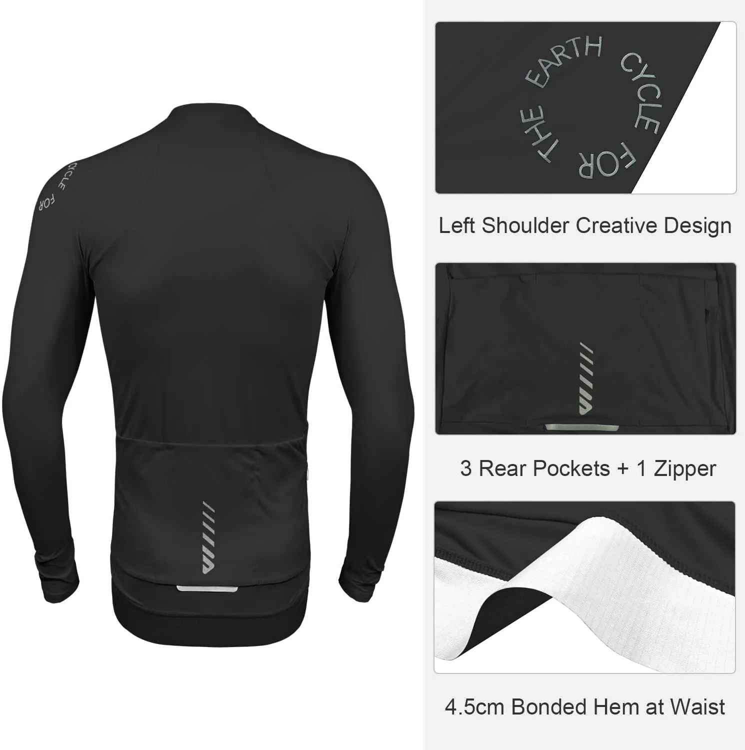 Wulibike Cycling Jersey Men Long Sleeve, Road Bike Jerseys Full Zipper with Pockets, Suitable for Spring and Autumn.