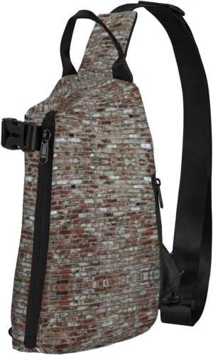 WURTON Brick Red Stone Print Crossbody Backpack Cross Pack Lightweight Sling Bag Travel, Hiking