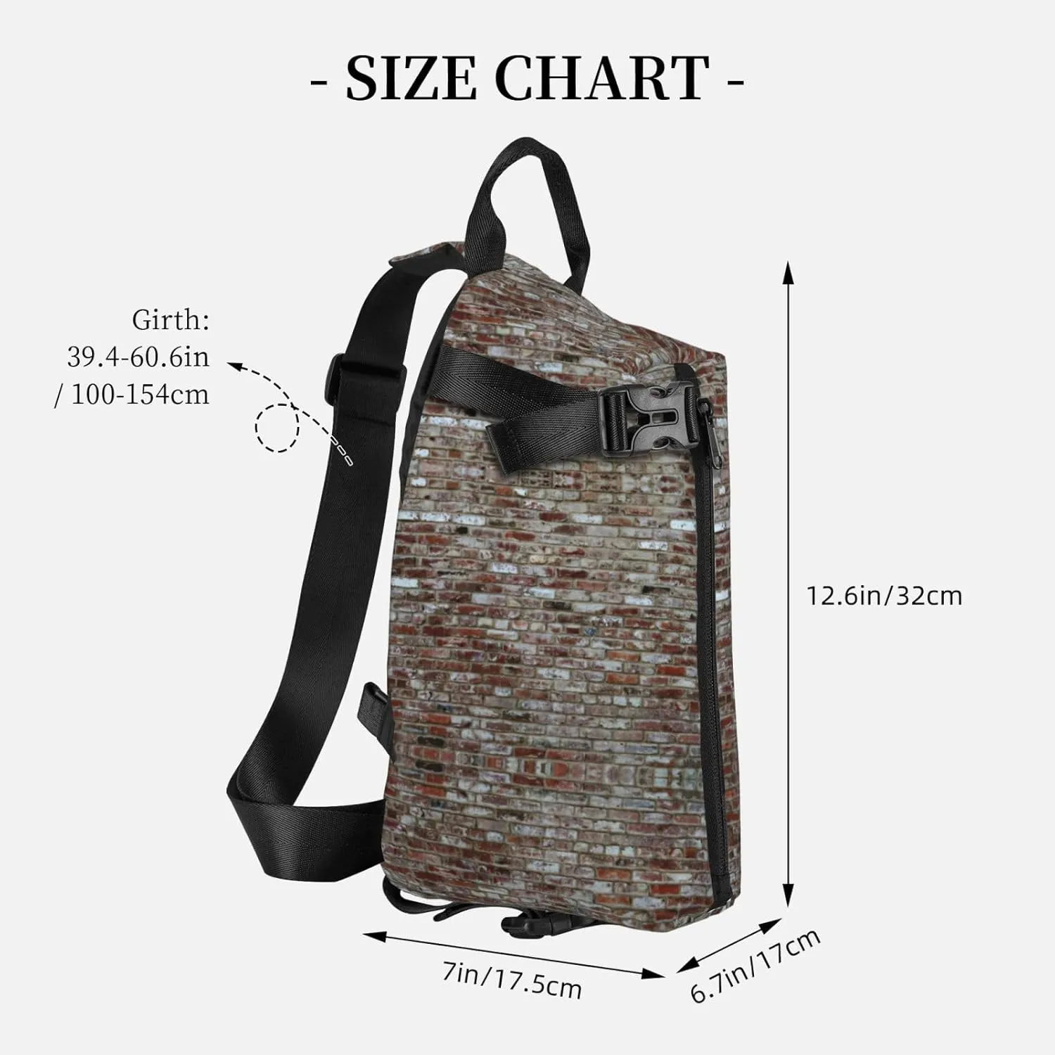 WURTON Brick Red Stone Print Crossbody Backpack Cross Pack Lightweight Sling Bag Travel, Hiking