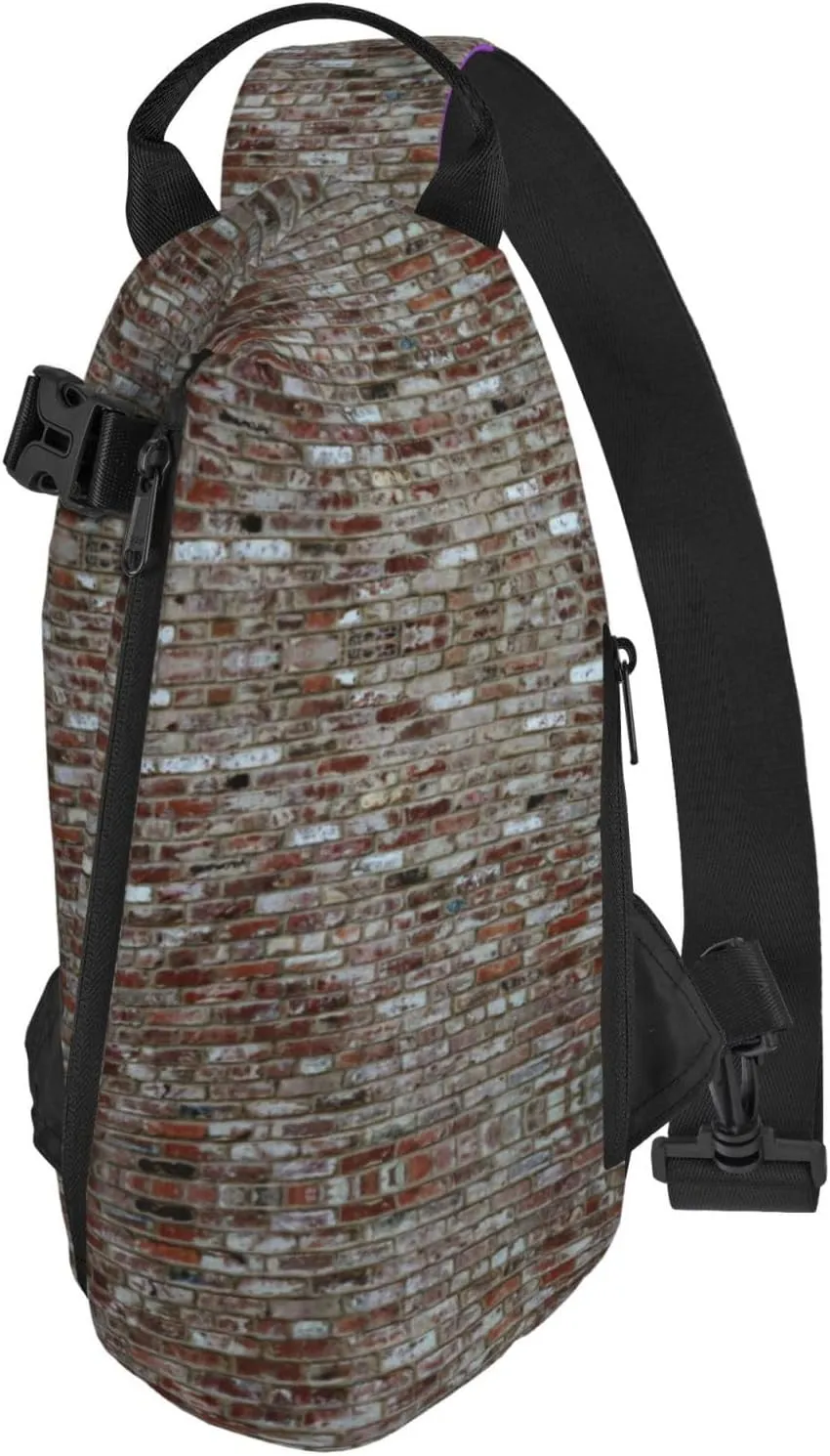 WURTON Brick Red Stone Print Crossbody Backpack Cross Pack Lightweight Sling Bag Travel, Hiking