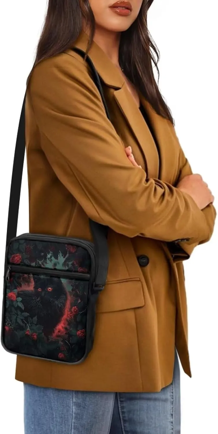 Xoenoiee Small Crossbody Bag Multi-pocket, Unisex Mini Messenger Bag Multi-functional Shoulder Bag for Outing Daily