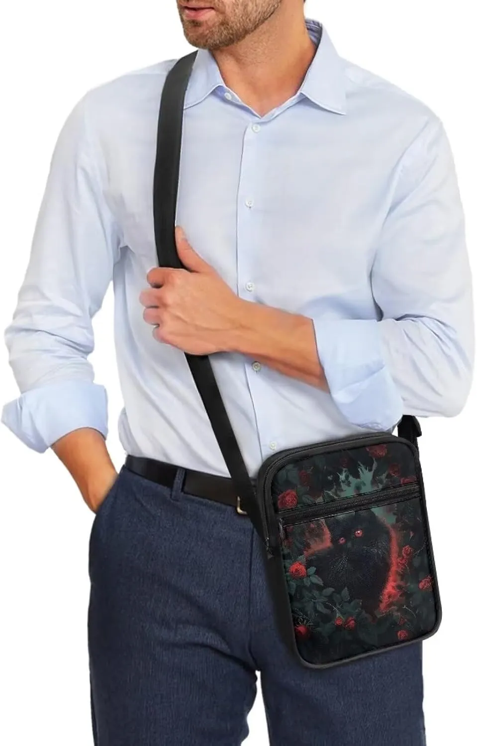 Xoenoiee Small Crossbody Bag Multi-pocket, Unisex Mini Messenger Bag Multi-functional Shoulder Bag for Outing Daily