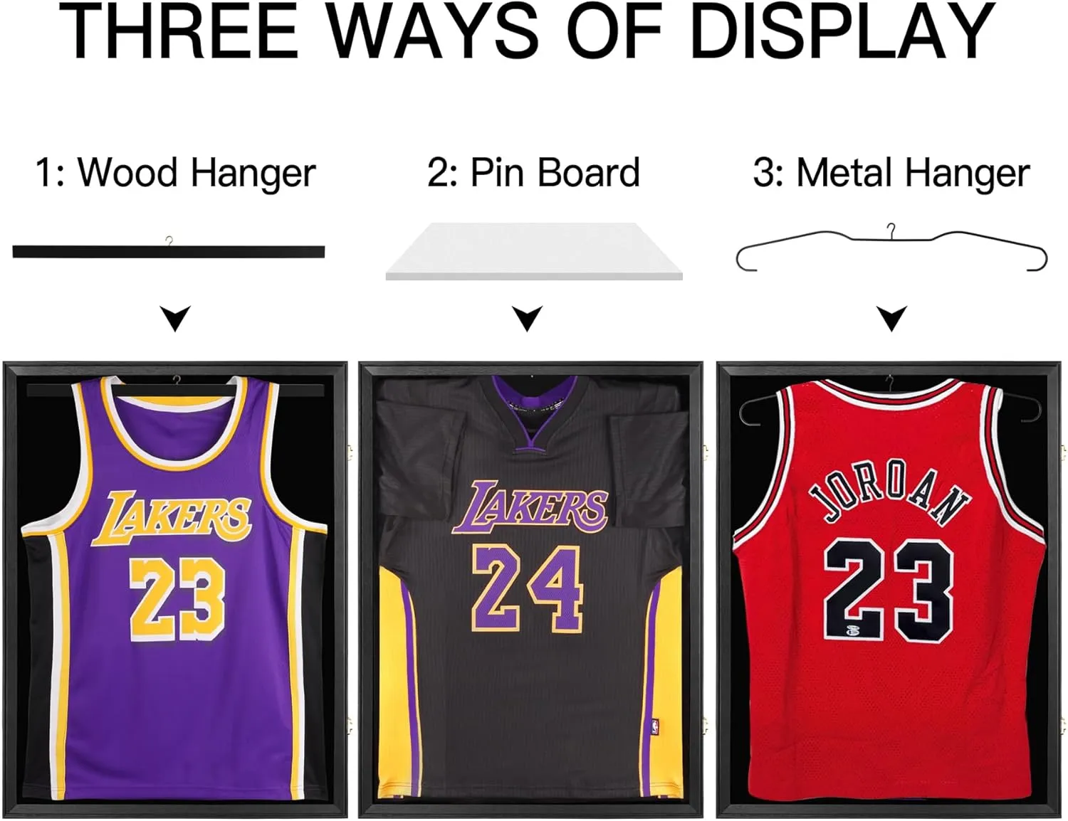 Yaetm Jersey Frame Display Case, Football Jersey Display Case for Wall, Lockable Shadow Box with 98% UV Protection Acrylic and Hanger for Hockey Soccer Basketball Baseball Shirts, Black
