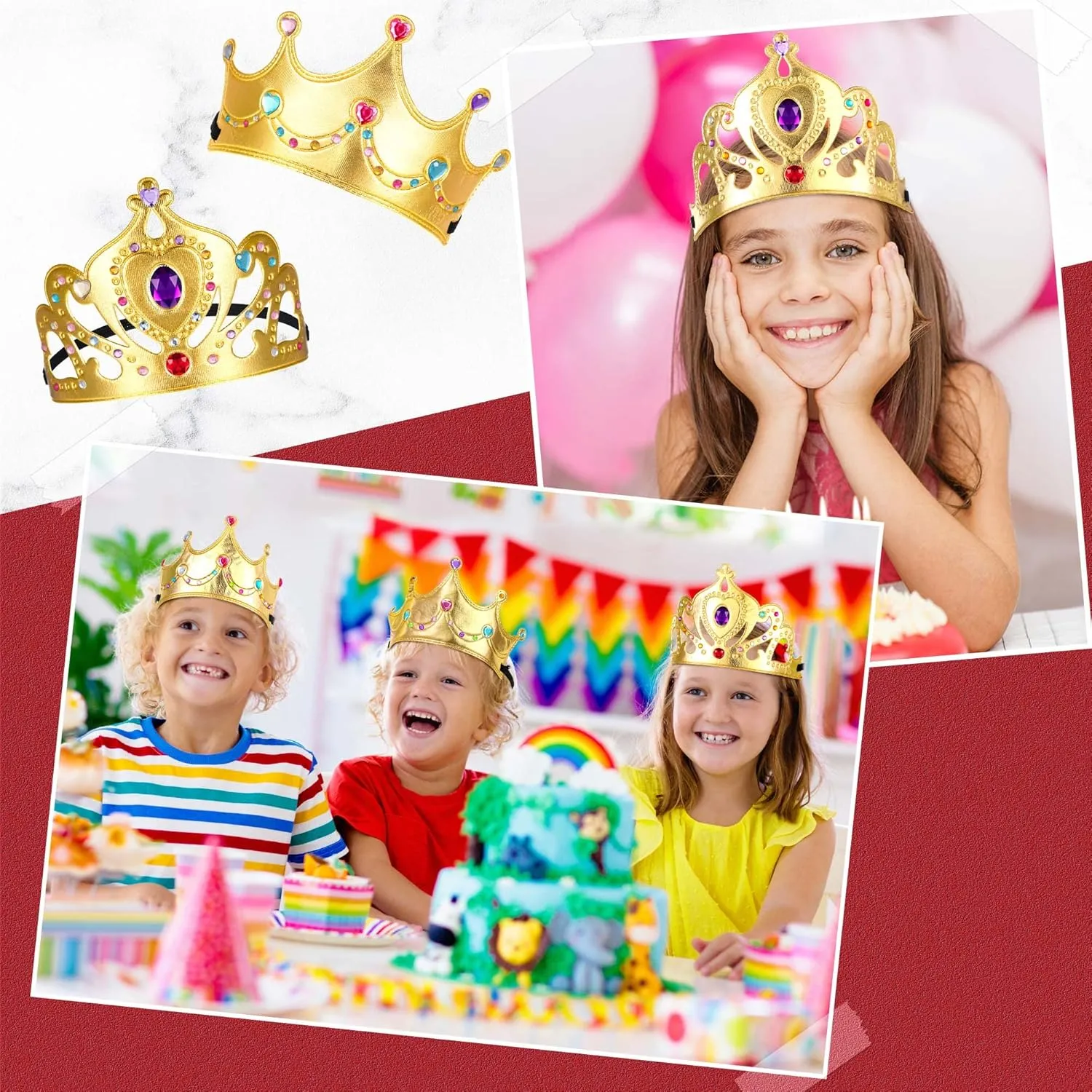 Yaomiao 44 Pcs Foam Crowns for Kids Princess Tiaras Crowns Bulk Diamond Sticker Making Kits for Birthday Party Supplies