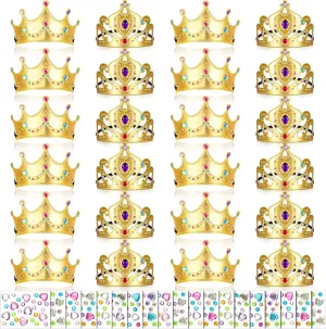 Yaomiao 44 Pcs Foam Crowns for Kids Princess Tiaras Crowns Bulk Diamond Sticker Making Kits for Birthday Party Supplies