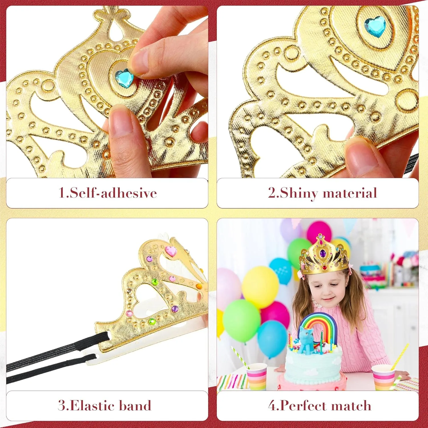 Yaomiao 44 Pcs Foam Crowns for Kids Princess Tiaras Crowns Bulk Diamond Sticker Making Kits for Birthday Party Supplies