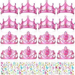 Yaomiao 44 Pcs Foam Crowns for Kids Princess Tiaras Crowns Bulk Diamond Sticker Making Kits for Birthday Party Supplies