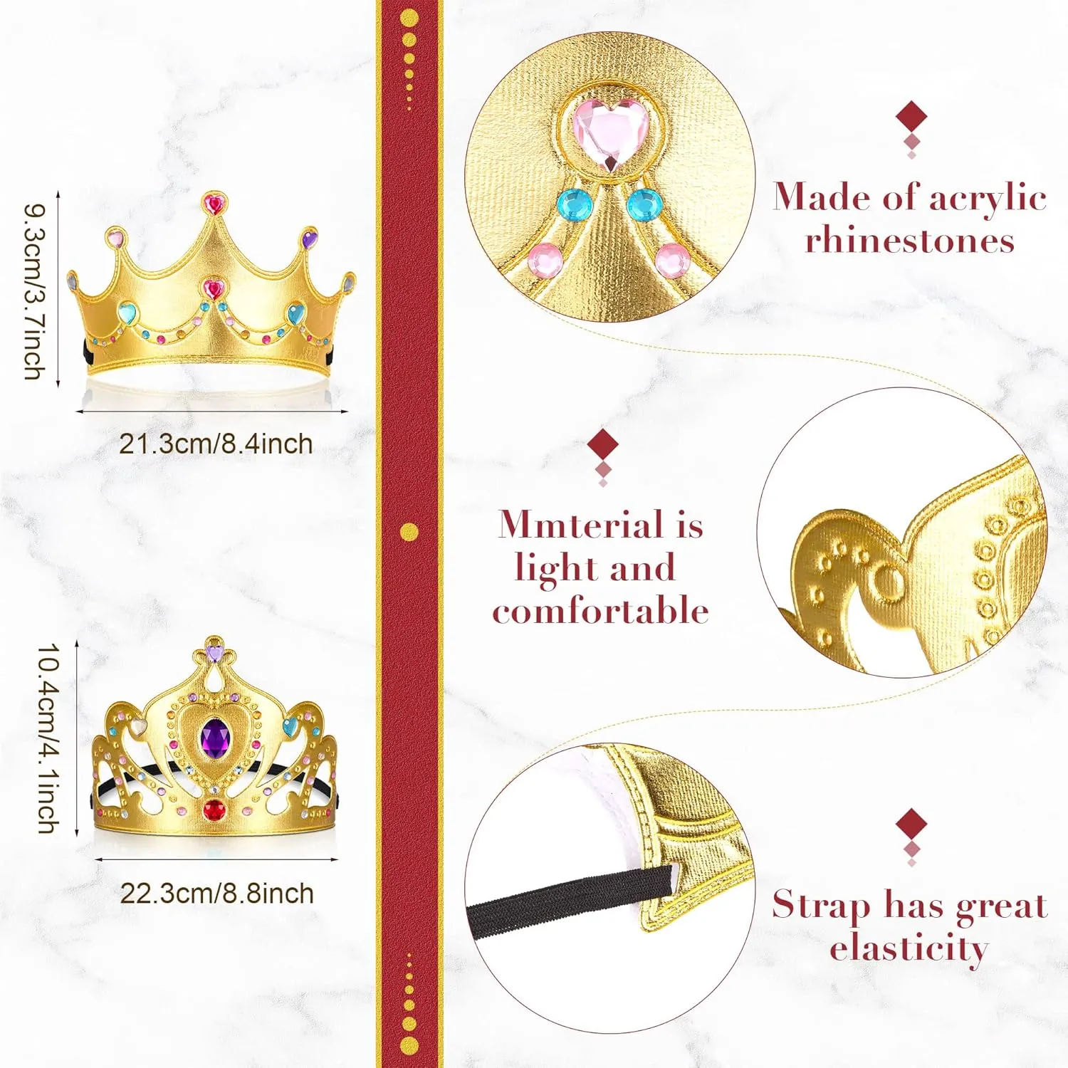 Yaomiao 44 Pcs Foam Crowns for Kids Princess Tiaras Crowns Bulk Diamond Sticker Making Kits for Birthday Party Supplies
