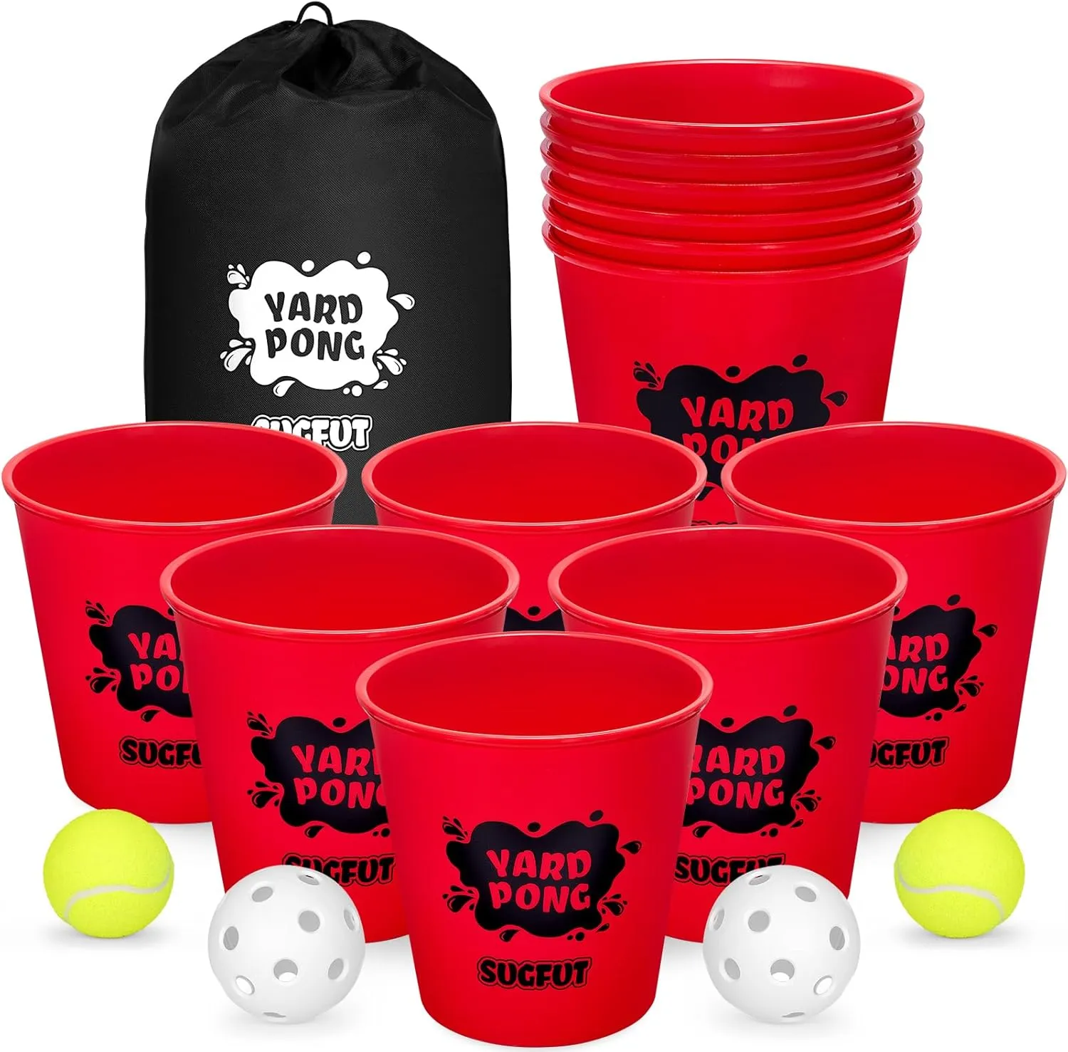 Yard Pong Outdoor Games Set, Yard Games with Durable Buckets, Balls and Carrying Bag, Backyard Toss Game, Outdoor Games for Adults, Family