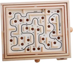 Yardwe Wooden Bead Maze Puzzle Game Educational Balance Beads for Promotes Problem Solving and Skills Safe and Wooden Construction for Boys