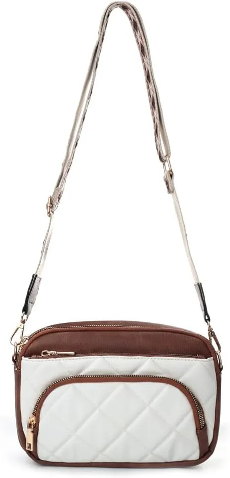 YDSIII Small Quilted Crossbody Bags for Women, Trendy Vegan Leather Cross Body Purse with Adjustable Wide Guitar Strap