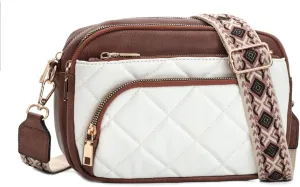 YDSIII Small Quilted Crossbody Bags for Women, Trendy Vegan Leather Cross Body Purse with Adjustable Wide Guitar Strap