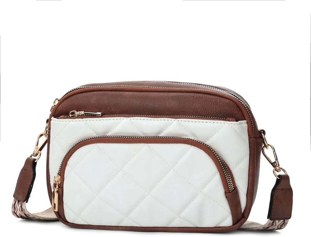 YDSIII Small Quilted Crossbody Bags for Women, Trendy Vegan Leather Cross Body Purse with Adjustable Wide Guitar Strap