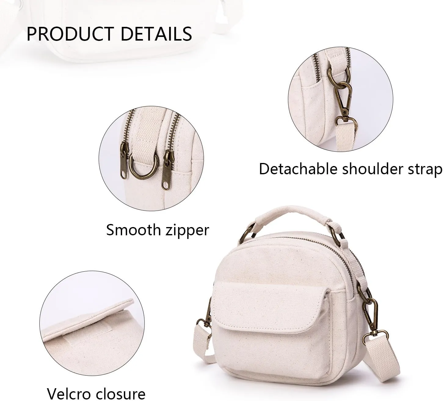 YONBEN® Designer Small Shoulder Bag for Women, Mini Crossover Cross Body Purse Round Handbag Double Compartment Zipper
