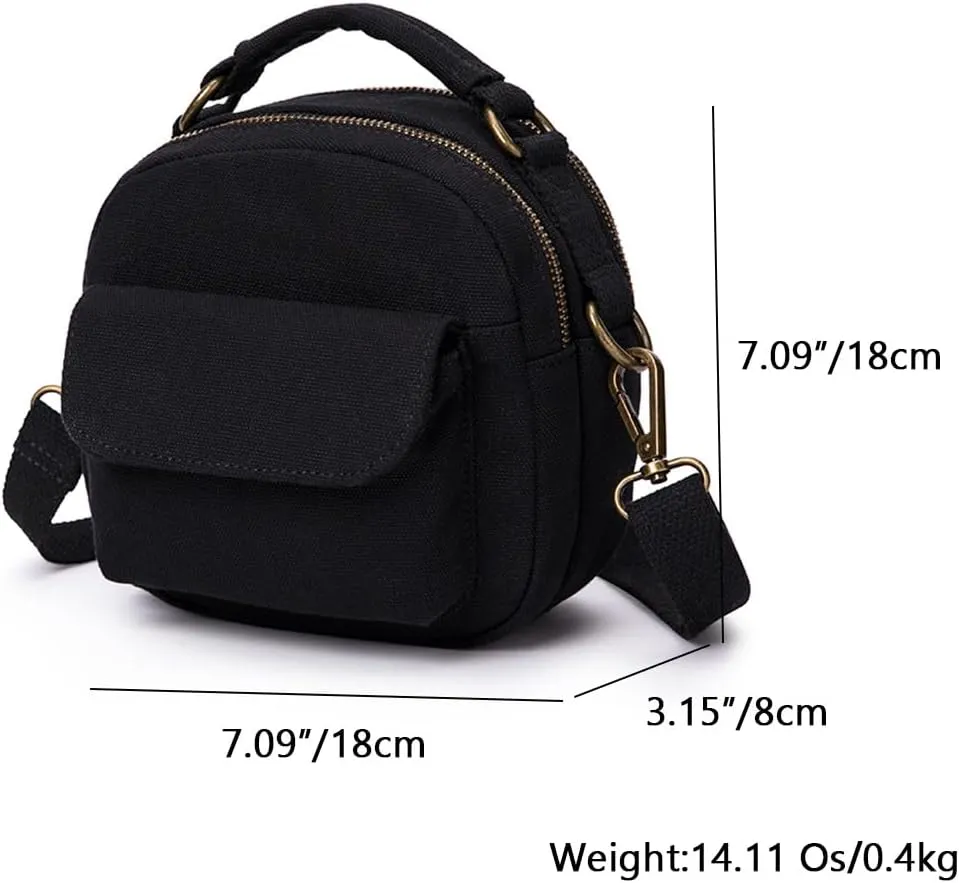 YONBEN® Designer Small Shoulder Bag for Women, Mini Crossover Cross Body Purse Round Handbag Double Compartment Zipper
