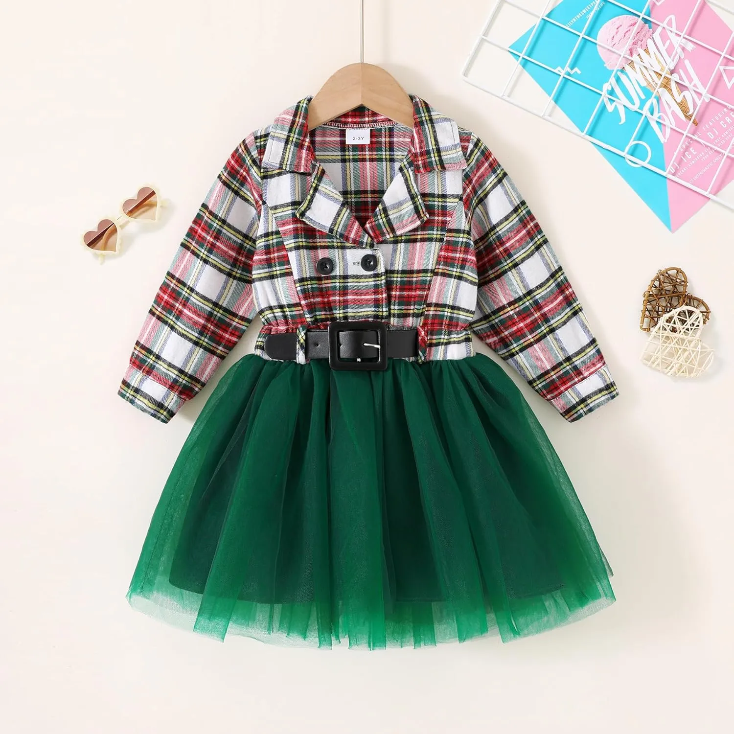 YOUNGER STAR Little Baby Girl Black and White Dress Buffalo Plaid Tutu Skirt Party Princess Formal Outfit Clothes