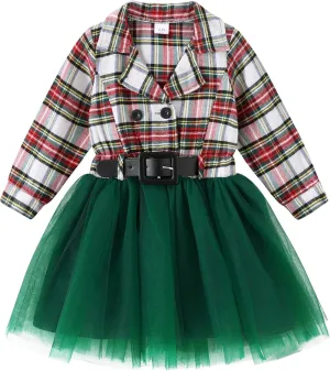 YOUNGER STAR Little Baby Girl Black and White Dress Buffalo Plaid Tutu Skirt Party Princess Formal Outfit Clothes