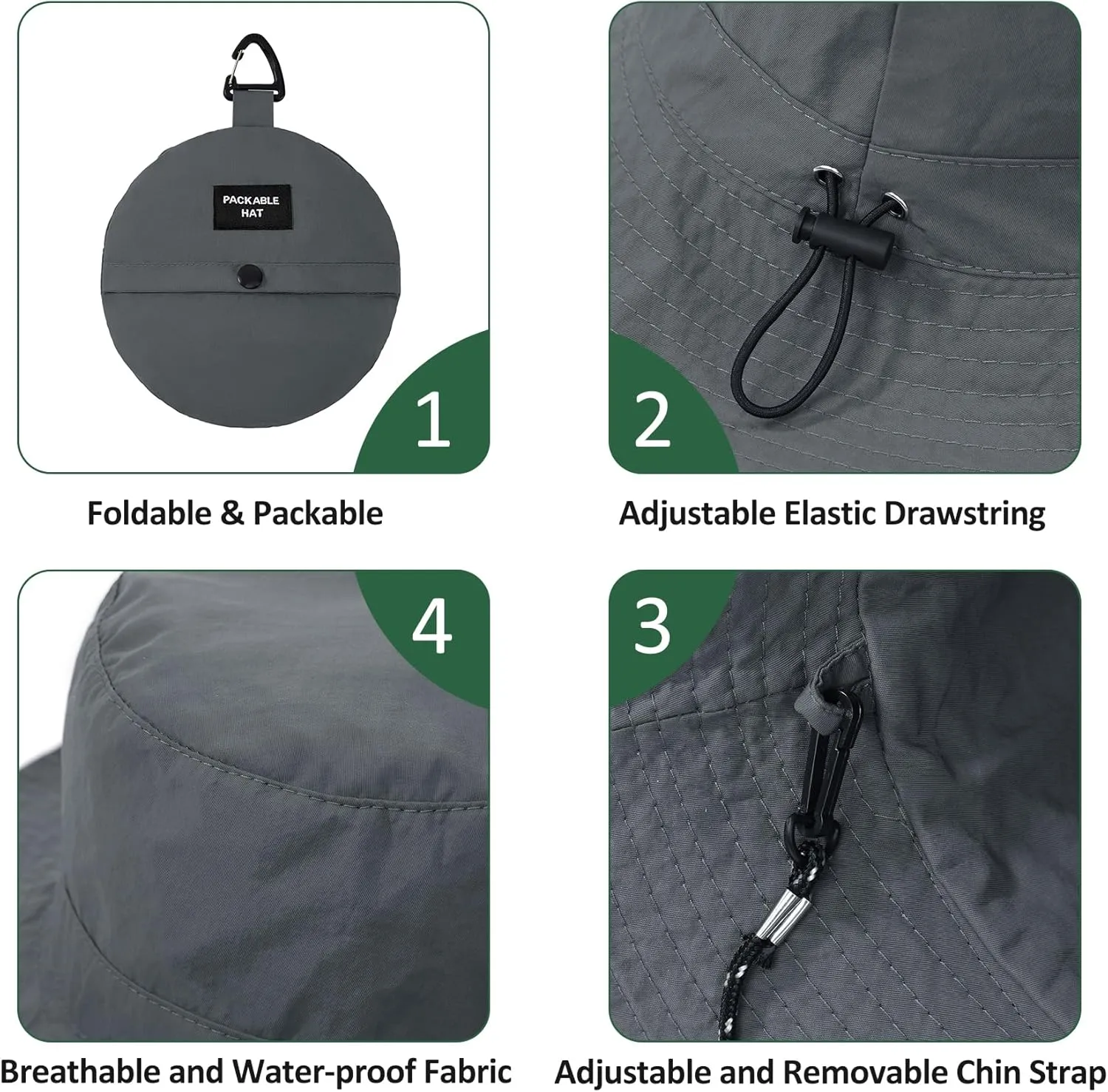 Zando Waterproof Bucket Hat for Women Outdoor Fishing Hat for Men Women Packable Summer Hat Hiking UV Protection Sun Hat