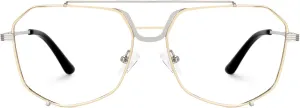 Zeelool Aviator Glasses for Men Oversized Metal Blue Light Glasses Classic Pilot Frame Non-prescription Eyeglasses