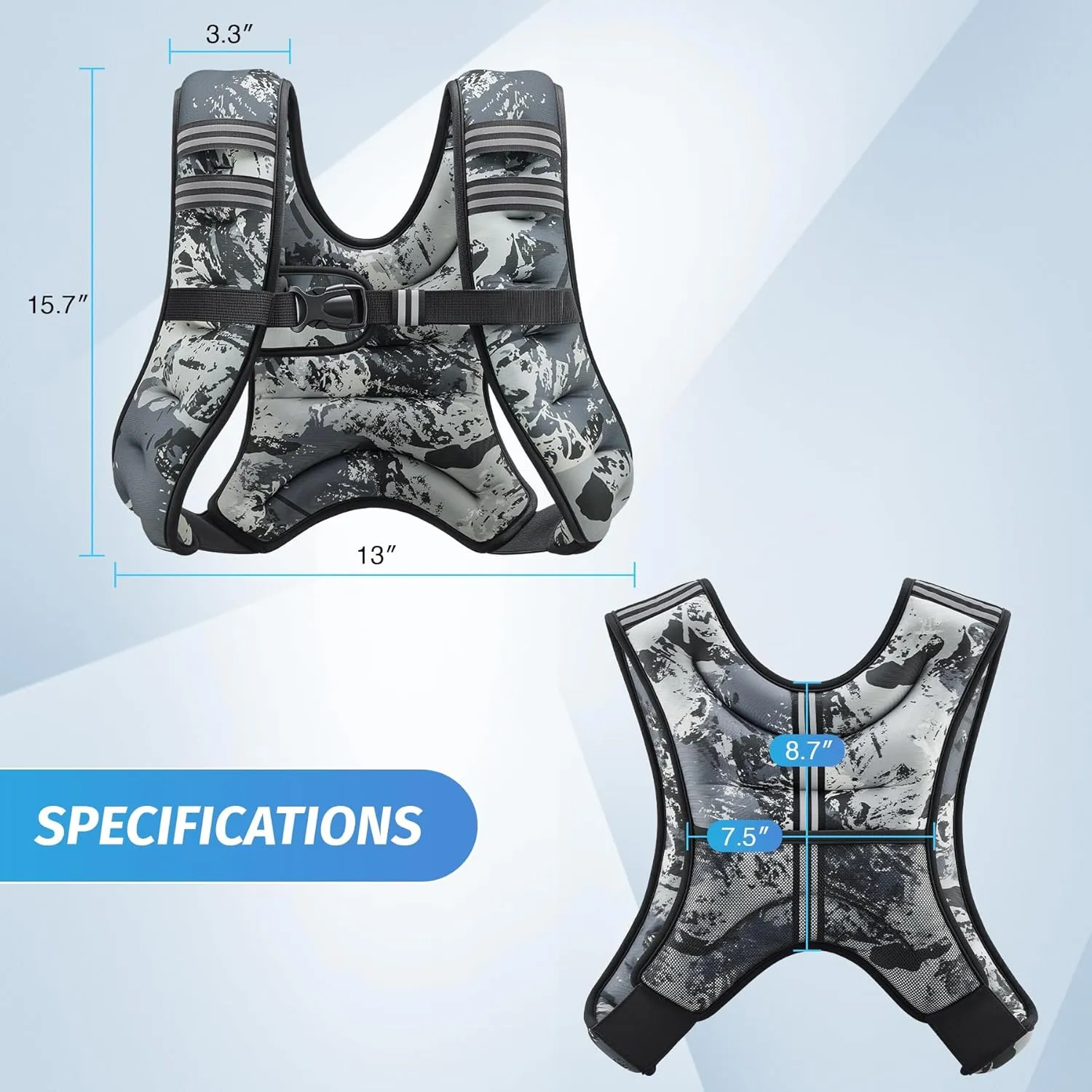 ZELUS Weighted Vest, 6lb/8lb/12lb/16lb/20lb/25lb/30lb Weight Vest with Reflective Stripe for Workout, Strength Training, Running, Fitness, Muscle Building, Weight Loss, Weightlifting