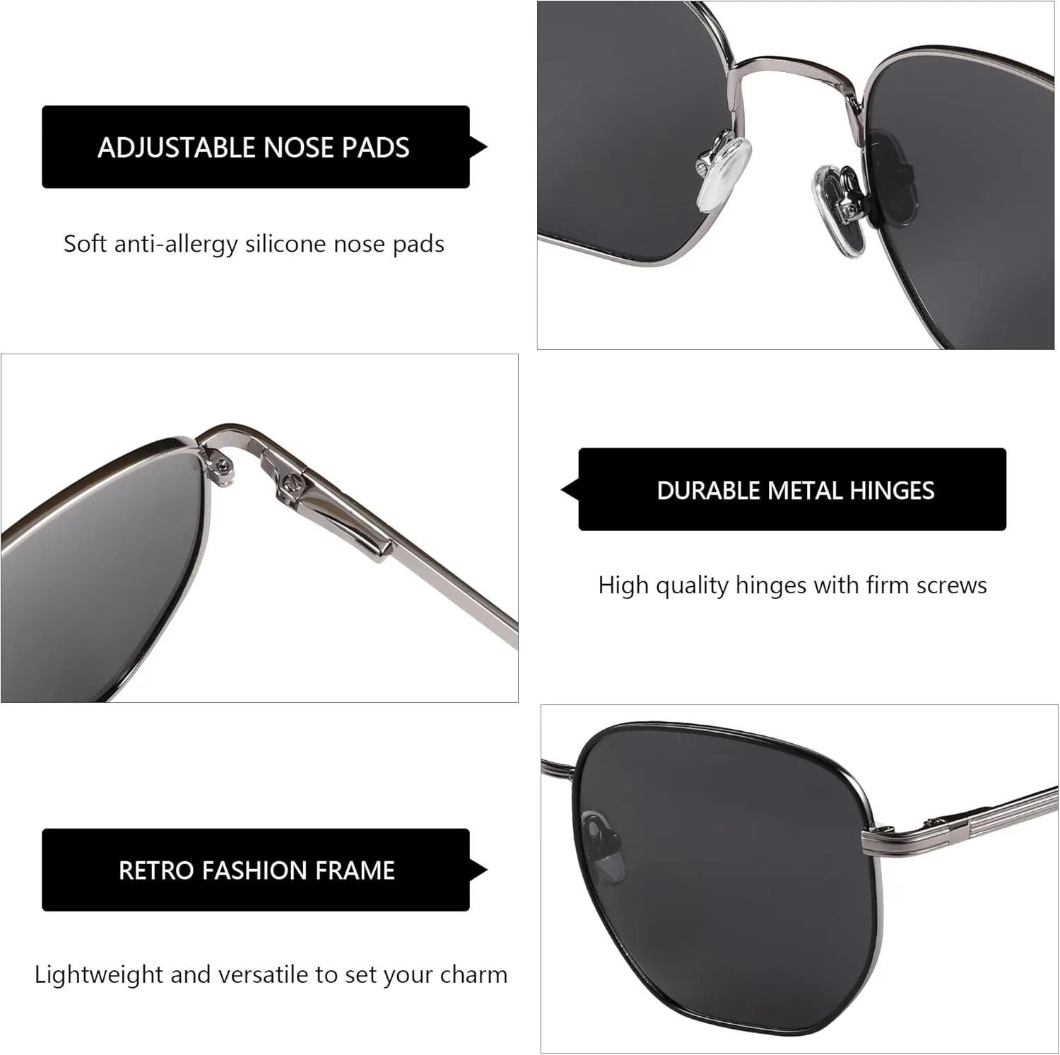 ZENOTTIC Hexagon Polarized Retro Sunglasses for Men Women-Vintage Metal Frame Design UV Protection Trendy Fashion Shades
