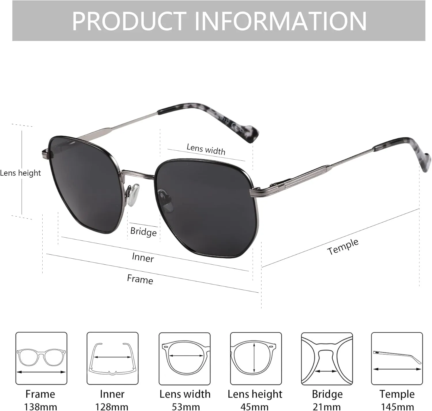 ZENOTTIC Hexagon Polarized Retro Sunglasses for Men Women-Vintage Metal Frame Design UV Protection Trendy Fashion Shades