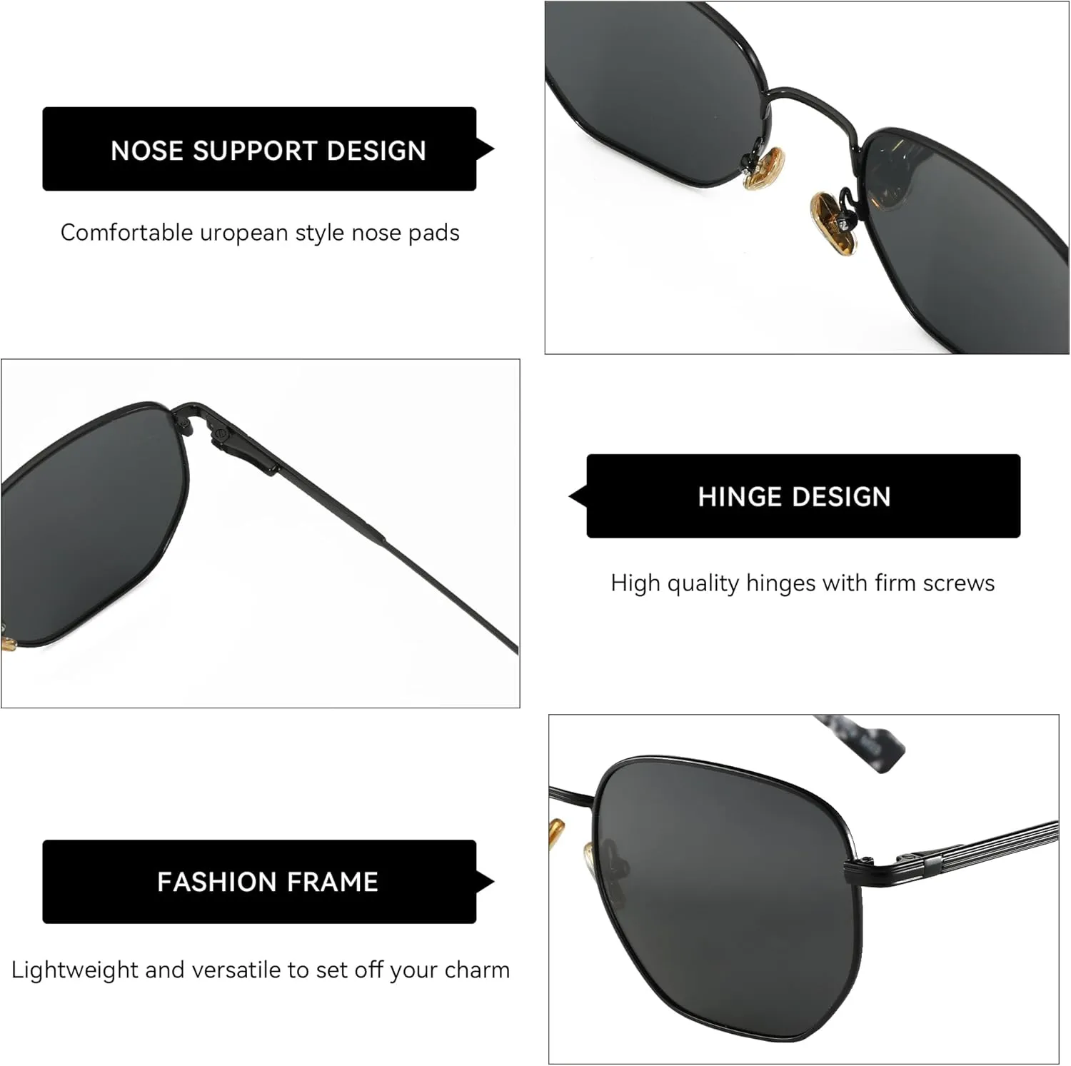 ZENOTTIC Hexagon Polarized Retro Sunglasses for Men Women-Vintage Metal Frame Design UV Protection Trendy Fashion Shades
