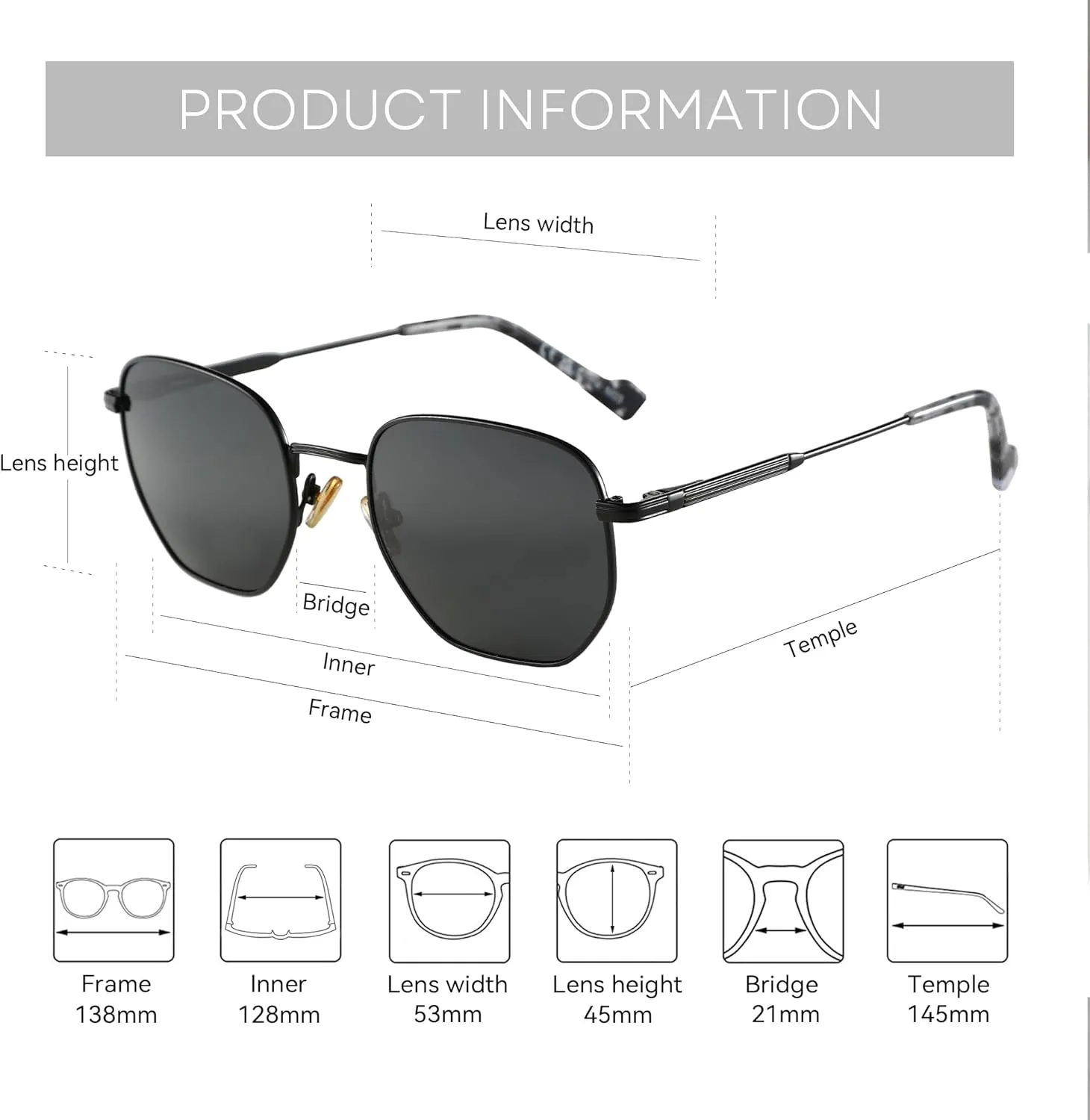 ZENOTTIC Hexagon Polarized Retro Sunglasses for Men Women-Vintage Metal Frame Design UV Protection Trendy Fashion Shades