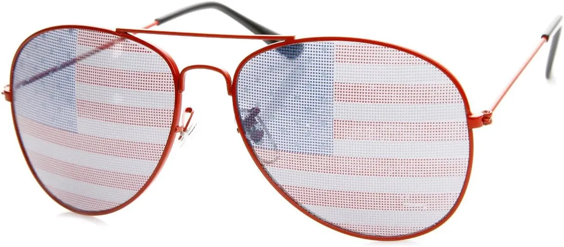 zeroUV American Flag USA Classic Teardrop Metal Aviator Sunglasses