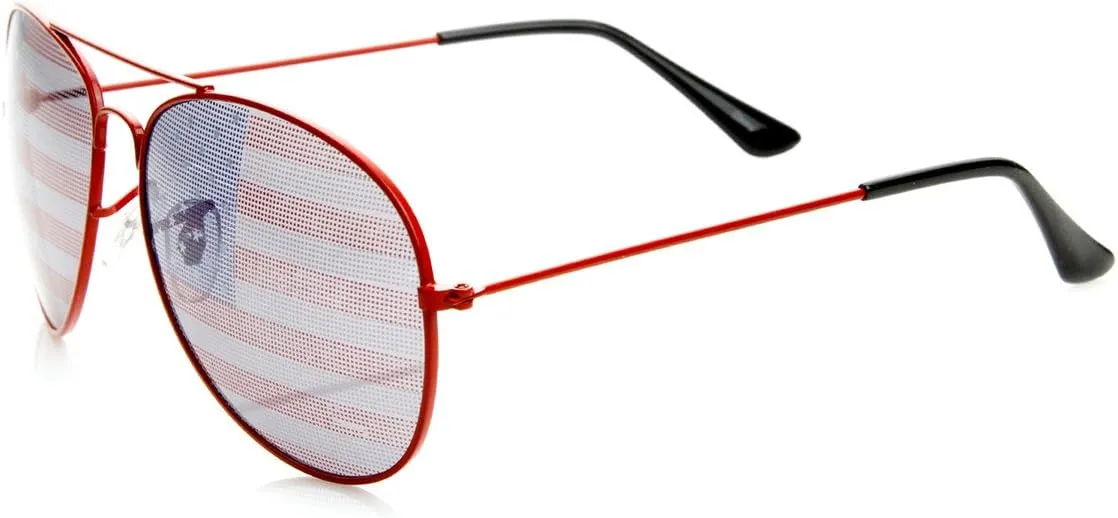 zeroUV American Flag USA Classic Teardrop Metal Aviator Sunglasses