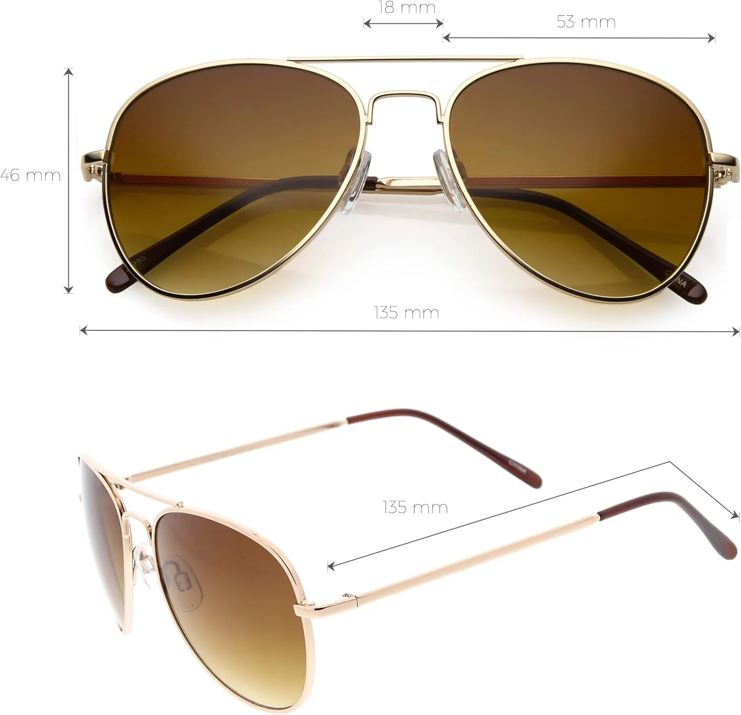 zeroUV Aviator Sunglasses for Women, Classic Style Glasses for Small Faces 50 mm