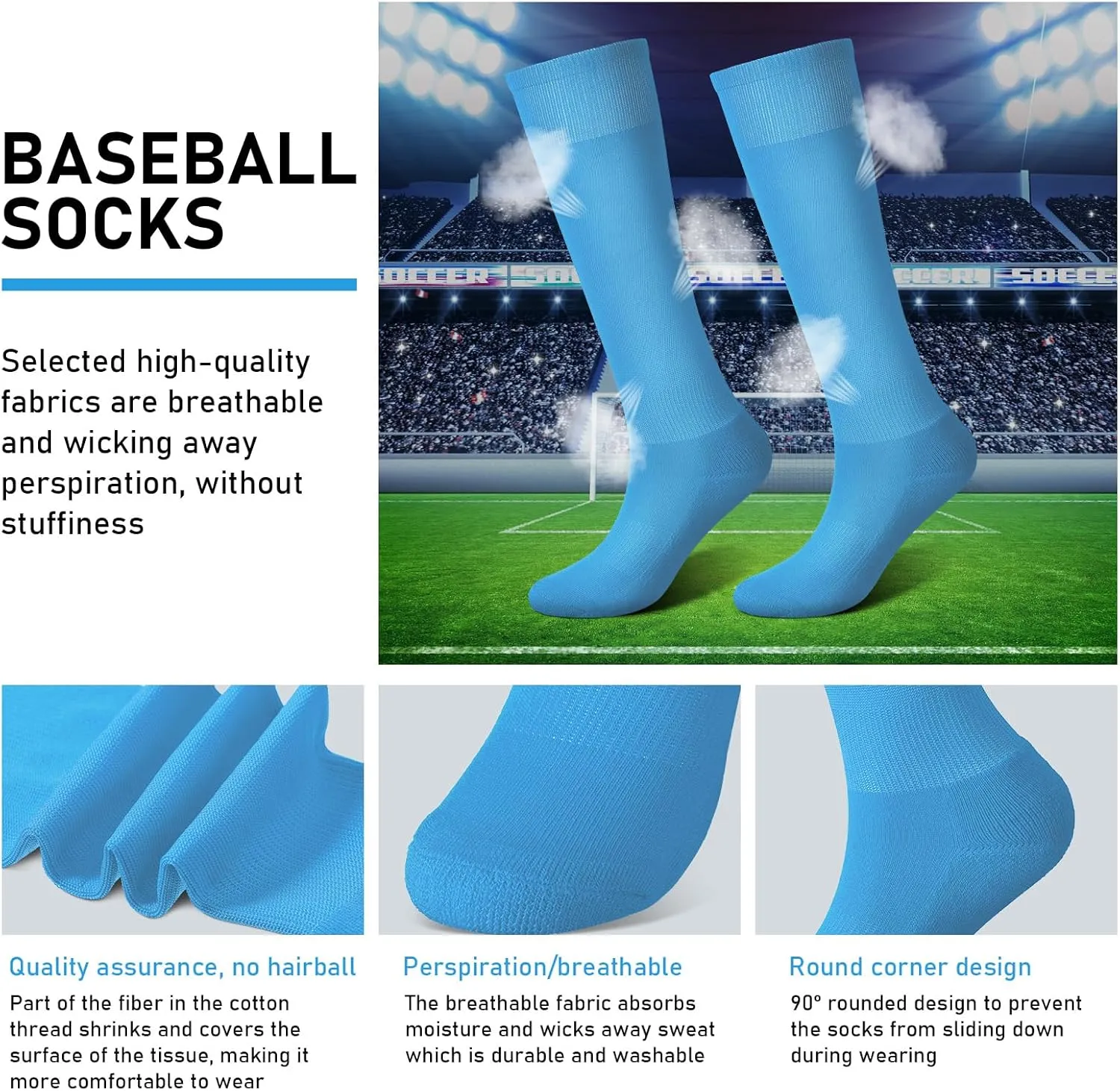 Zhanmai Baseball Belt and Socks Combo Adjustable Softball Socks and Elastic Waist Belt for Youth Boys Girls, Adult