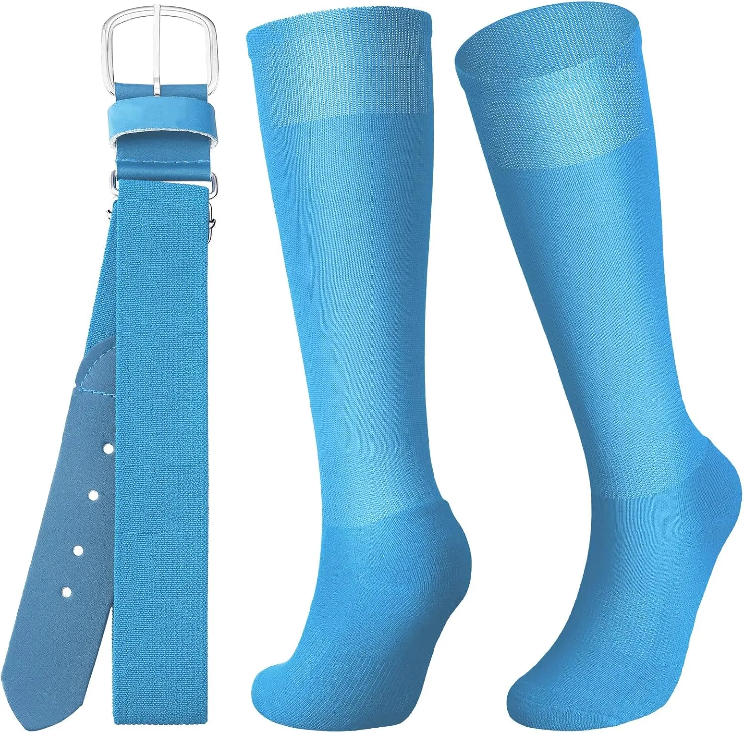 Zhanmai Baseball Belt and Socks Combo Adjustable Softball Socks and Elastic Waist Belt for Youth Boys Girls, Adult