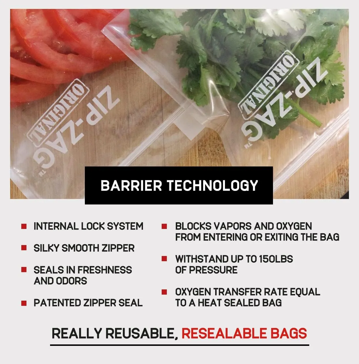 Zip Zag Bag (1 oz) 25x Small Zipper Sandwich Bags (7.5" x 6.25") Say Goodbye to Stale Herbs And Spices With Food Safe Zipper bags | Resealable, Reusable, Washable, Airtight Bags