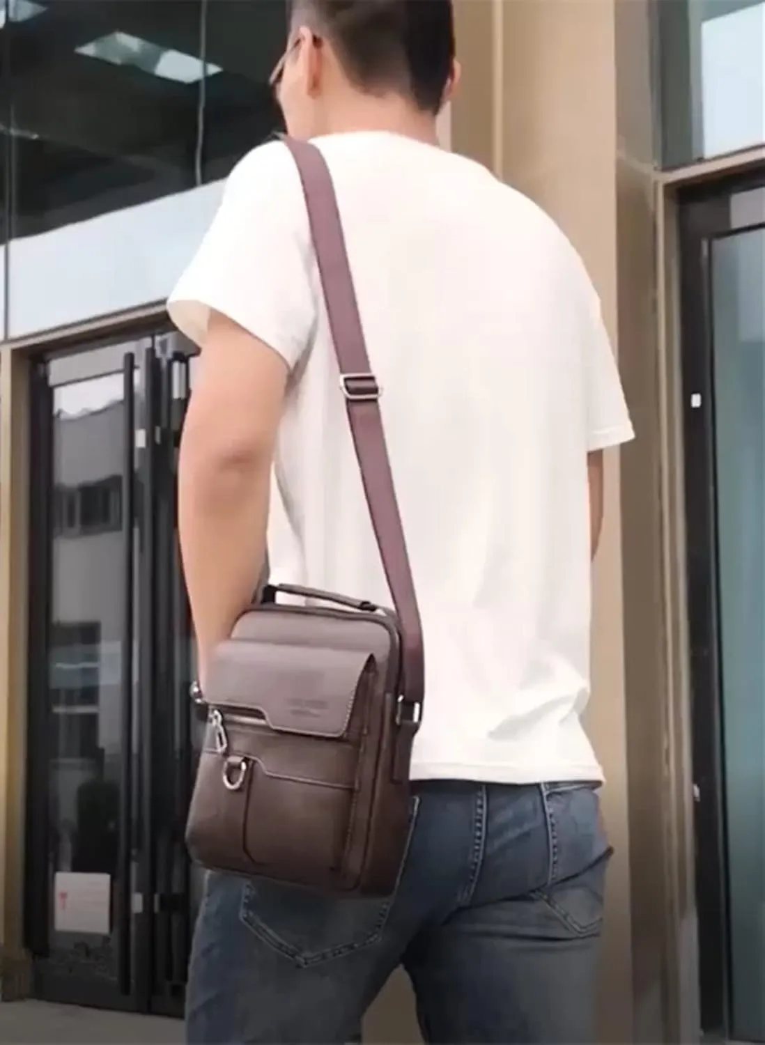 Zipper Buckle Leather Messenger Bag Crossbody Shoulder Bag Vintage Handle Bags
