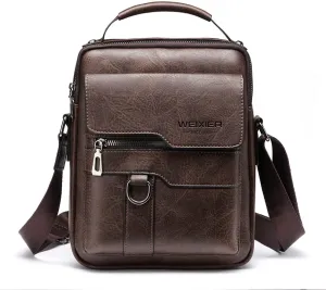 Zipper Buckle Leather Messenger Bag Crossbody Shoulder Bag Vintage Handle Bags