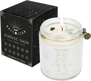 Zodiac Sign Candles, Zodiac Crystal Sign Candles,Astrology Scented Candles Best Friends Gifts for Women, Men Sister Brother Zodiac Funny Birthday Gift Candle Jar (Gemini)