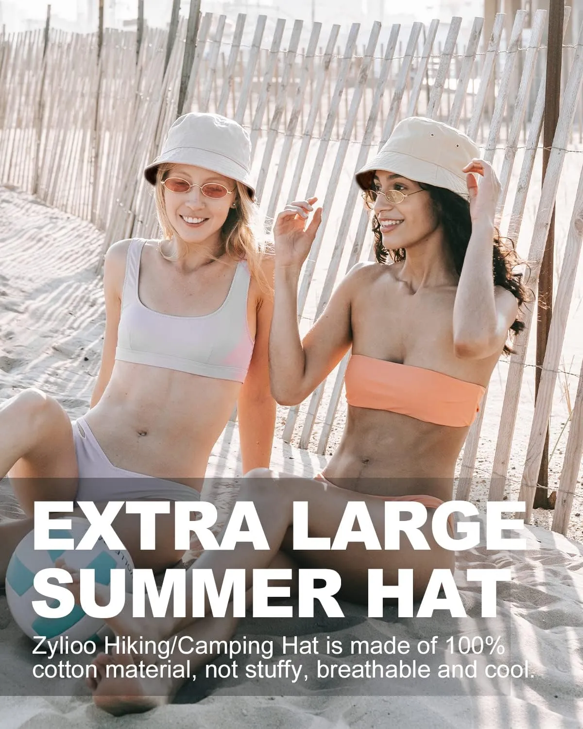 Zylioo Oversize XXL 100% Cotton Bucket Hat,Reversible Trendy Fisherman Hats,Double Side Wear Fishing Summer Sun Hat