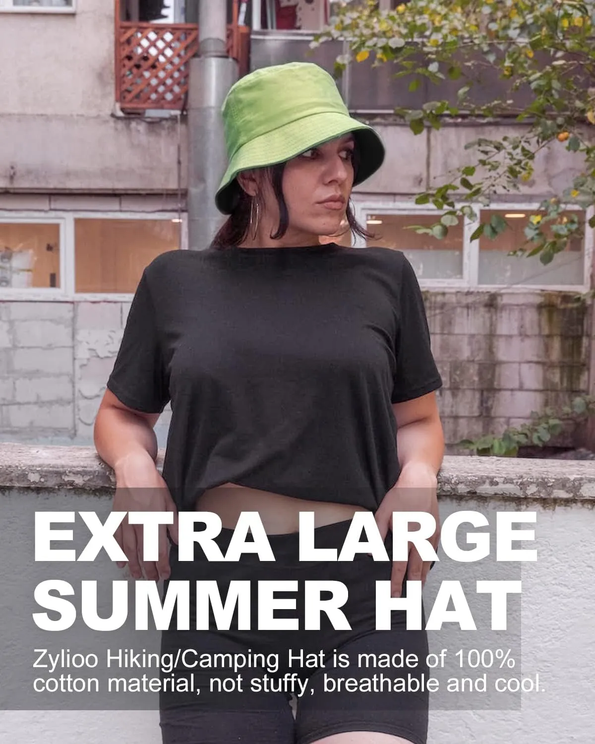 Zylioo Oversize XXL 100% Cotton Bucket Hat,Reversible Trendy Fisherman Hats,Double Side Wear Fishing Summer Sun Hat